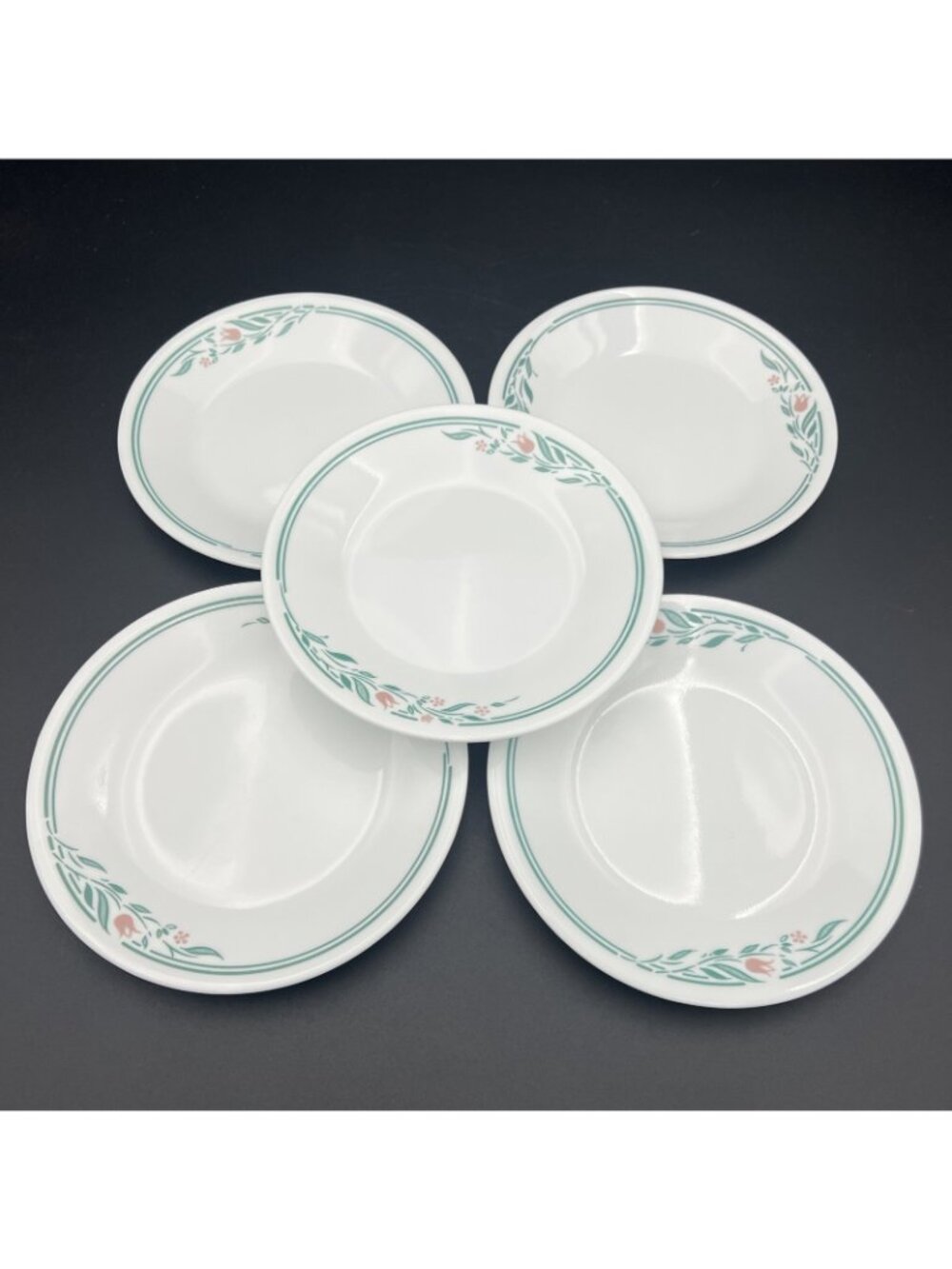 Corelle ROSEMARIE Set of 5 Bread / Dessert Plates Tulips (6-3/4") VTG Corning - Picture 6 of 8